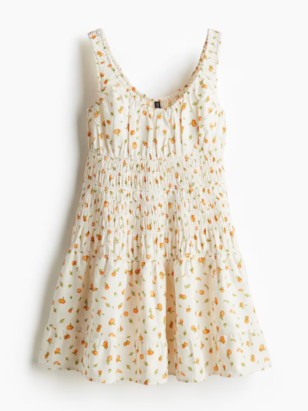 H&M Divided Orange and Cream Smocked Elastic Dress Size XS NWT